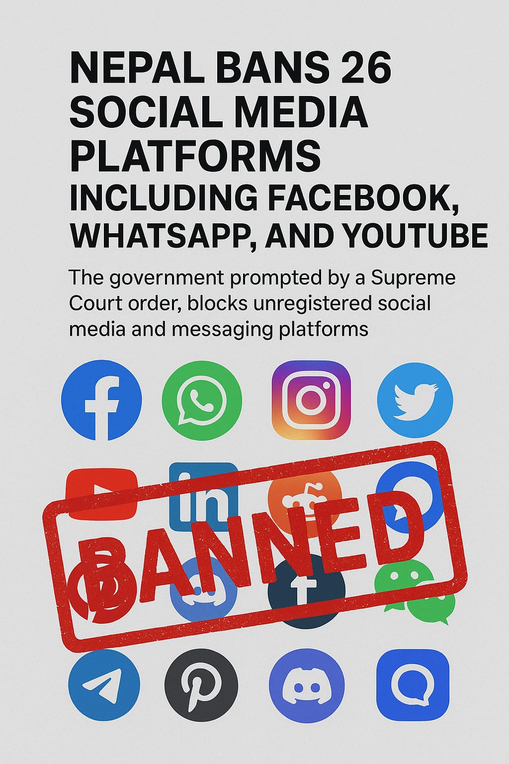 Nepal Bans 26 Social Media Platforms Including Facebook, WhatsApp, and YouTube