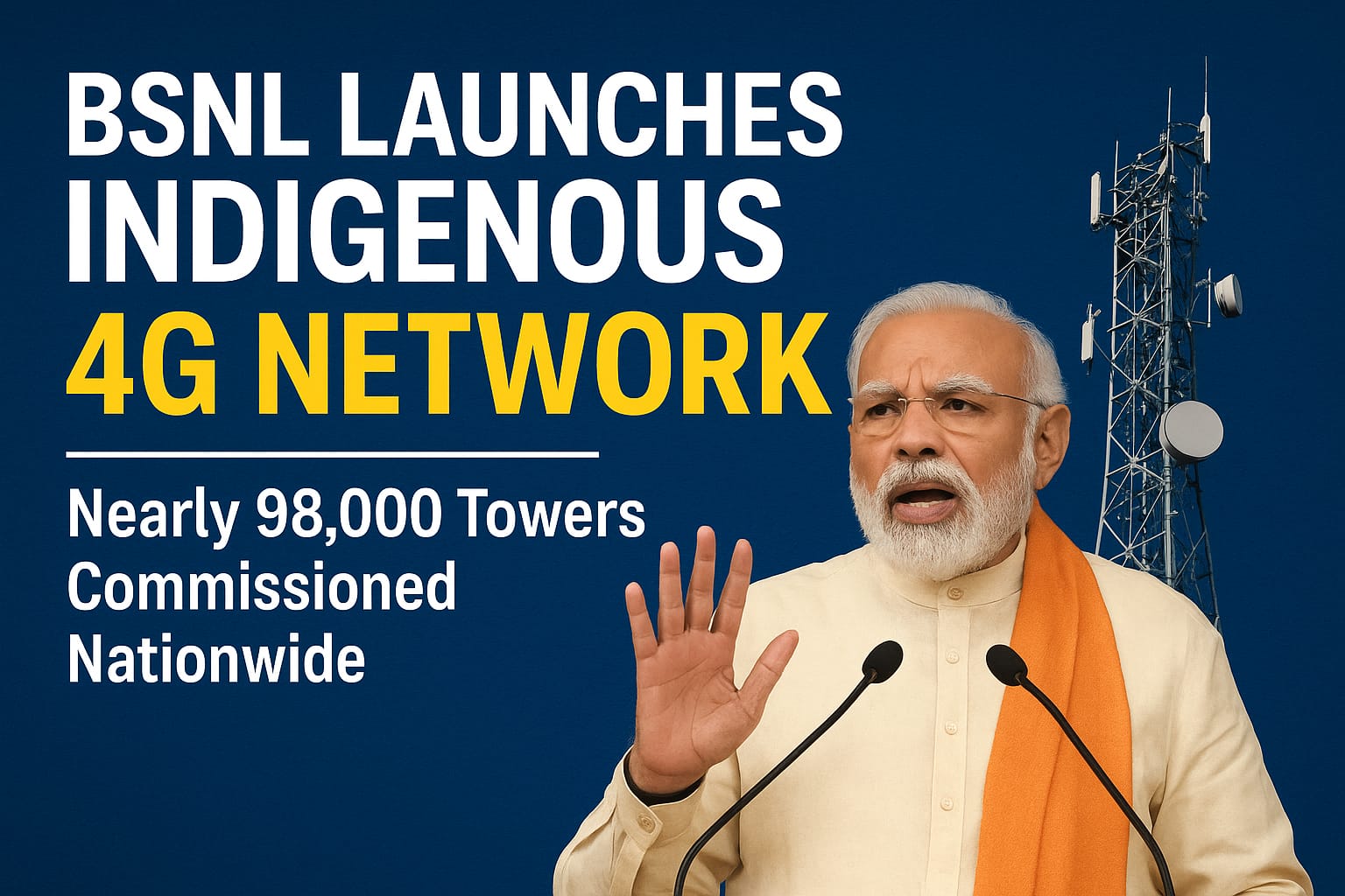 BSNL Launches Indigenous 4G Network; Nearly 98,000 Towers Commissioned Nationwide