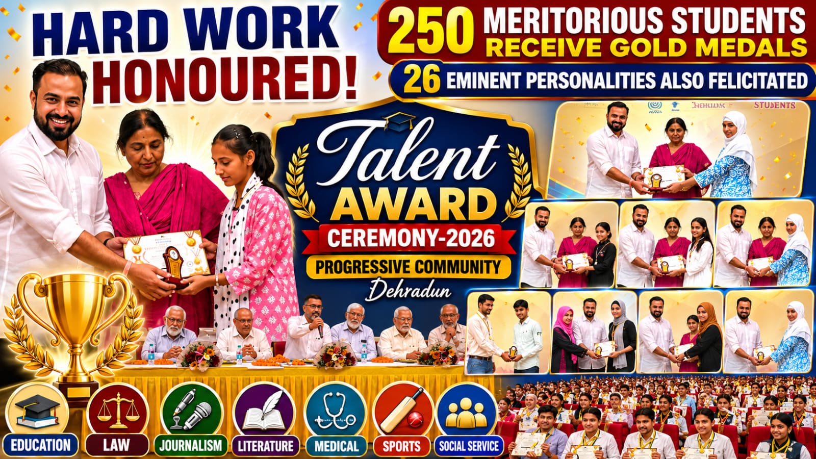 Hard Work Honoured: 250 Meritorious Students Receive Gold Medals, 26 Eminent Personalities Also Felicitated