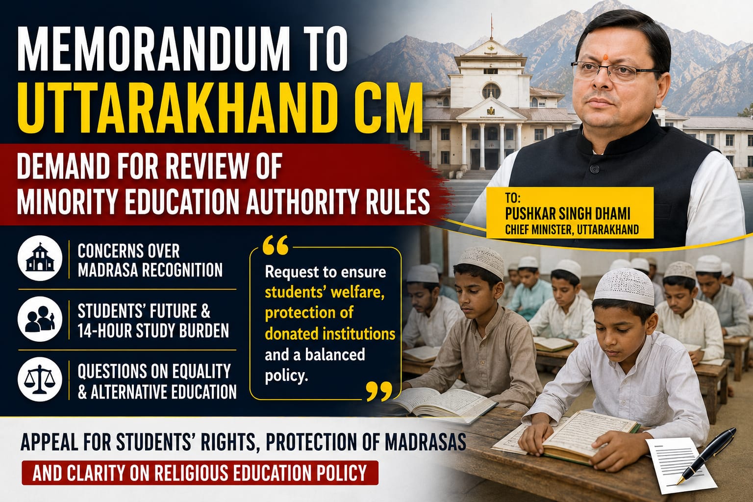 Call for Review of Uttarakhand Minority Education Authority Rules; Memorandum Submitted to Chief Minister