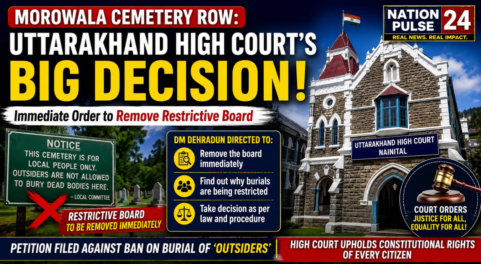 Uttarakhand High Court Orders Immediate Removal of Restrictive Board at Morowala Cemetery