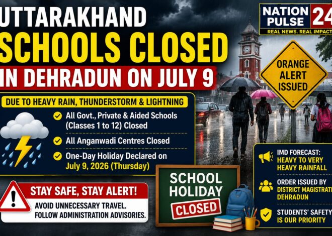 Heavy Rain Alert: Schools, Anganwadi Centres Closed Across Dehradun on July 9