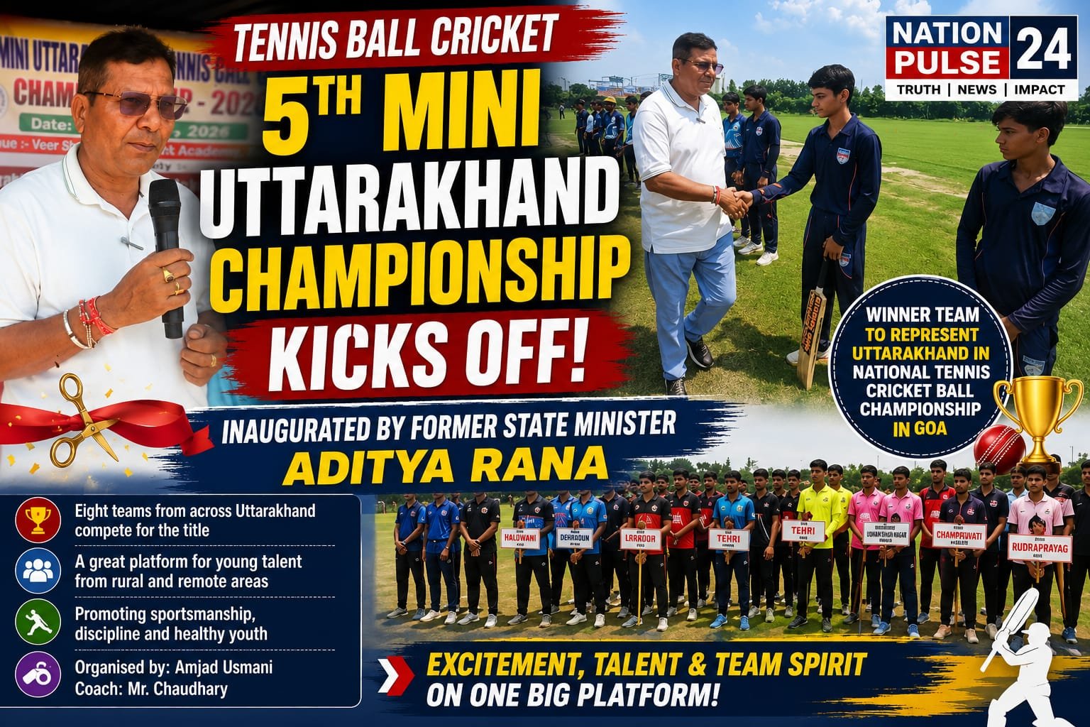 5th Mini Uttarakhand Tennis Cricket Ball Championship Begins in Pirpura, Roorkee